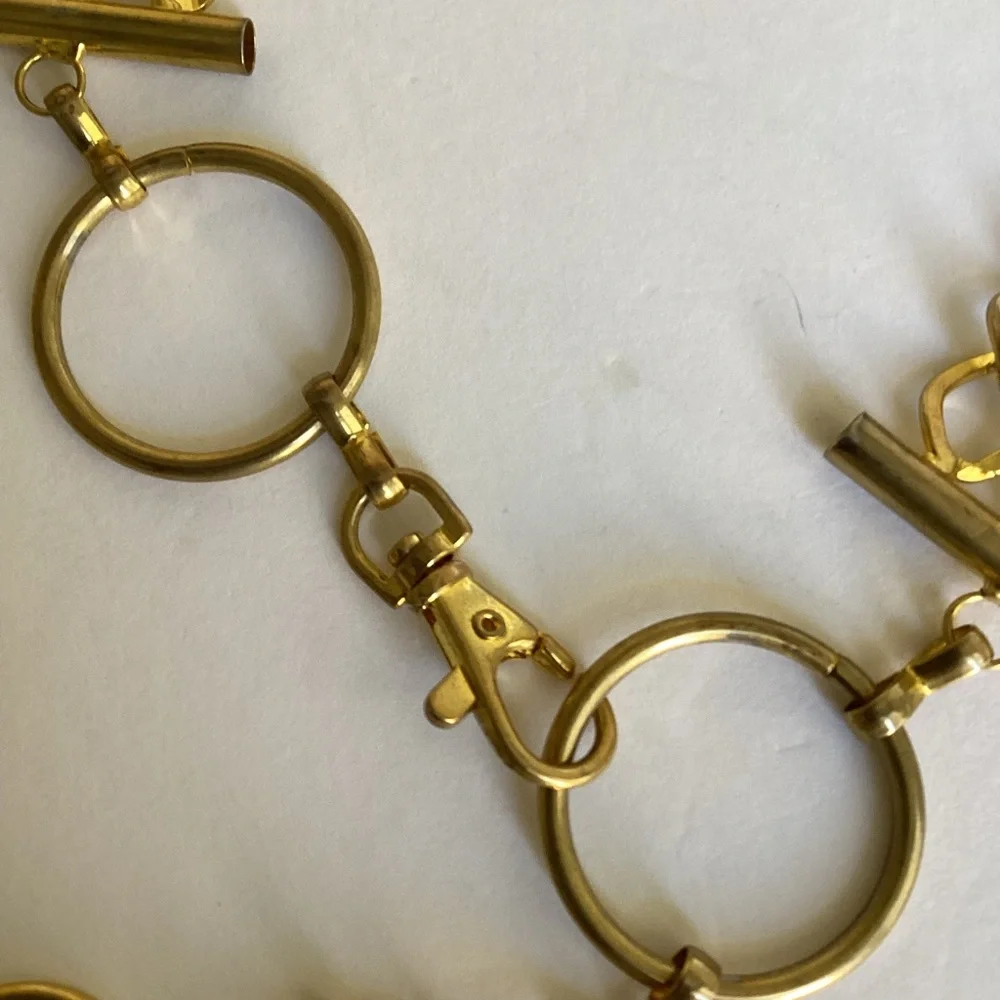 Gold Tone Multi-Chain Link Belt Toggle Closure Statement